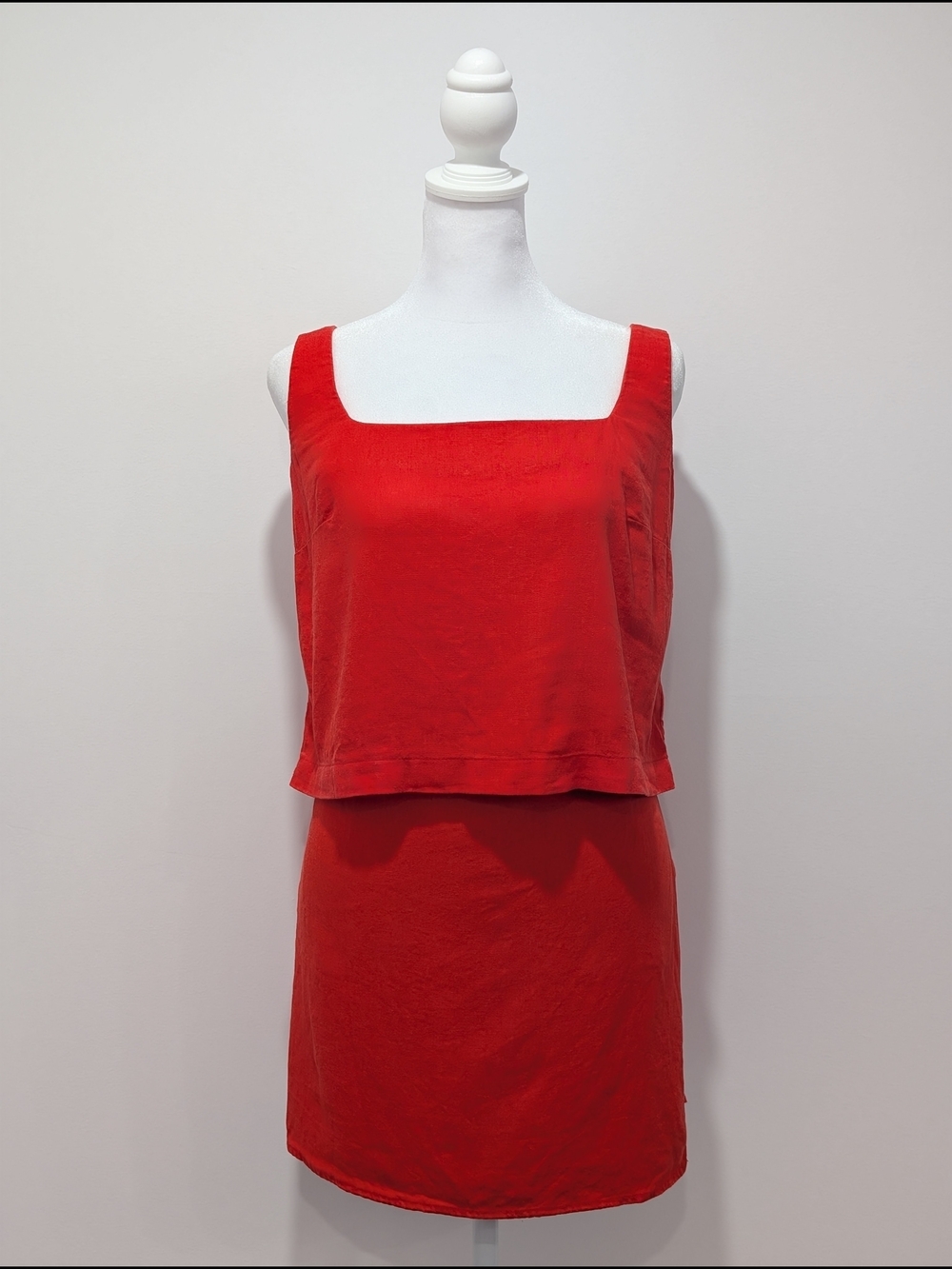 Old Navy Linen Blend Wrap Mini Skort & Matching Crop Top - Live Coral